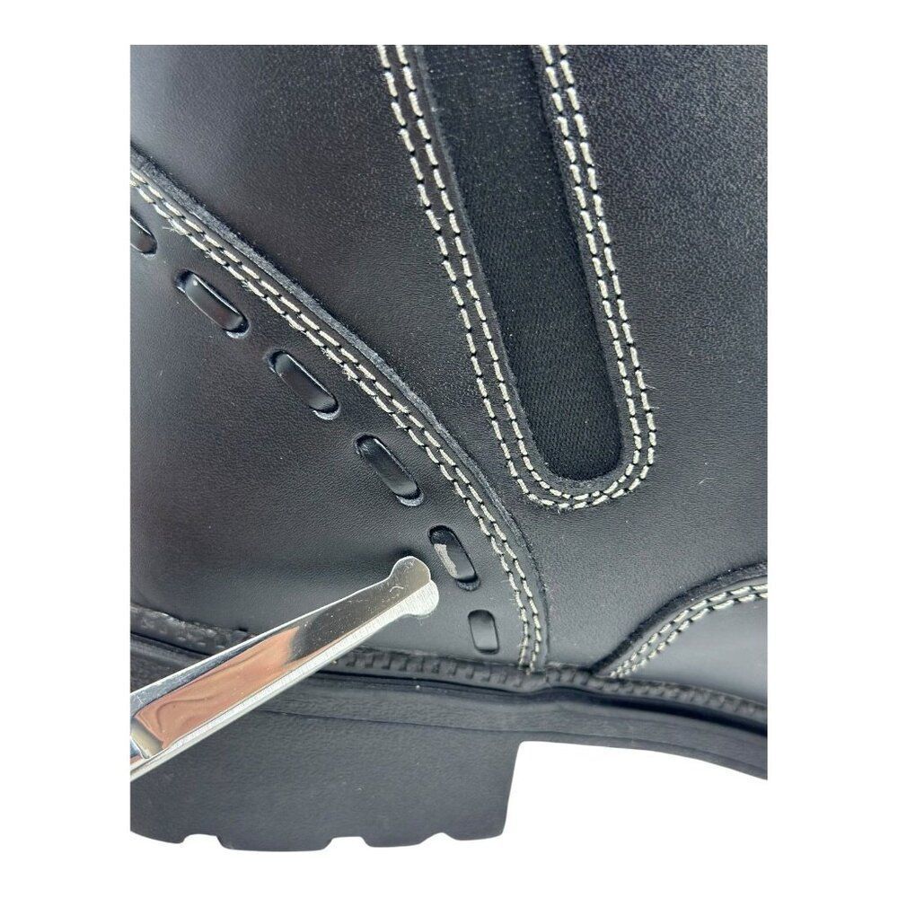 Milwaukee Motorcycle Boots Womens 11 Black Good Leather Front Zip MVB206 - Picture 6 of 16